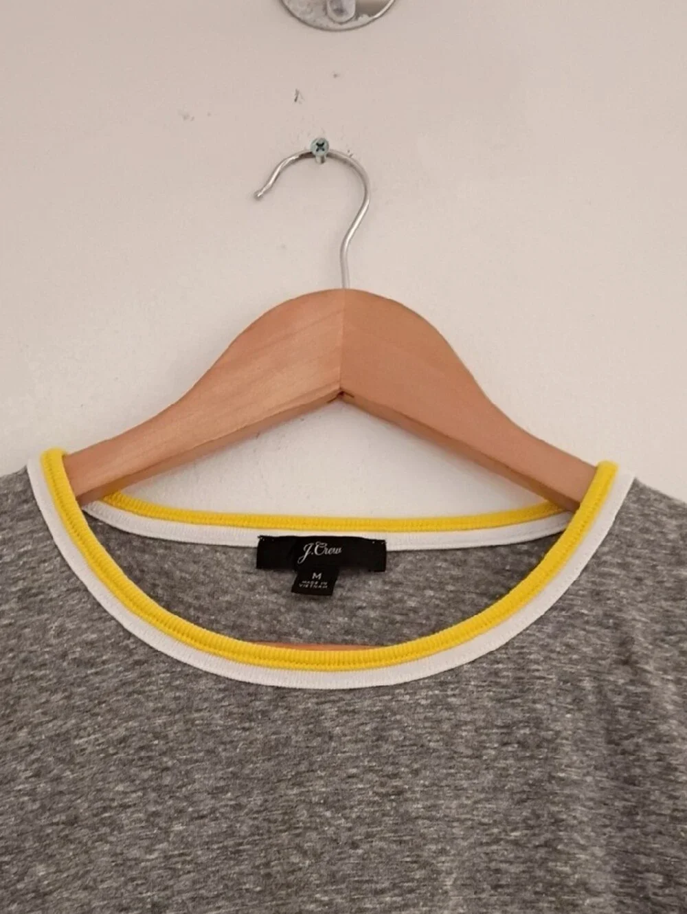 J. Crew Gray Heather Short-Sleeve Tee with Yellow & White Trim
